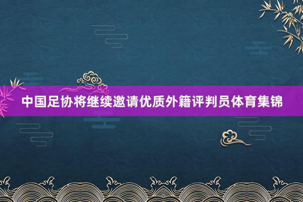 中国足协将继续邀请优质外籍评判员体育集锦